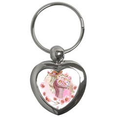 Women With Flower Key Chain (heart) by fashiontrends