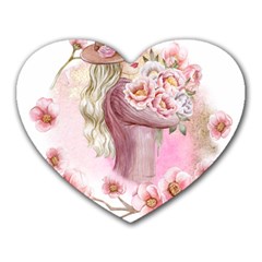 Women with flower Heart Mousepad