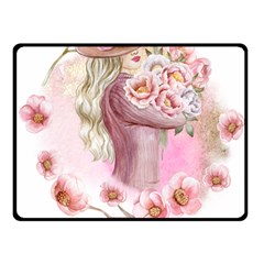 Women with flower Fleece Blanket (Small)