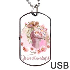 Women with flower Dog Tag USB Flash (One Side)