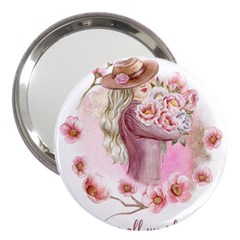 Women with flower 3  Handbag Mirrors