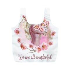 Women with flower Full Print Recycle Bag (M)
