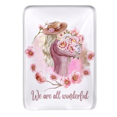 Women With Flower Rectangular Glass Fridge Magnet (4 Pack)