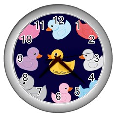 Duck Pattern Wall Clock (silver) by InPlainSightStyle