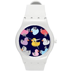 Duck Pattern Round Plastic Sport Watch (m) by InPlainSightStyle