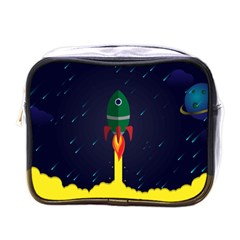 Rocket Halftone Astrology Astronaut Mini Toiletries Bag (one Side)