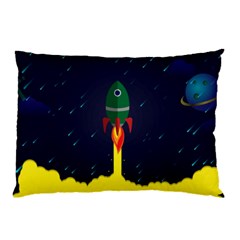 Rocket Halftone Astrology Astronaut Pillow Case (two Sides)