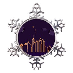 Skyscraper Town Urban Towers Metal Large Snowflake Ornament