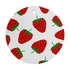 Seamless Pattern Fresh Strawberry Round Ornament (two Sides)