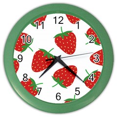 Seamless Pattern Fresh Strawberry Color Wall Clock
