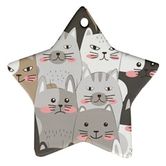 Cute Cats Seamless Pattern Ornament (star)