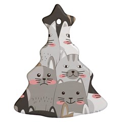 Cute Cats Seamless Pattern Christmas Tree Ornament (two Sides)