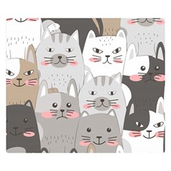 Cute Cats Seamless Pattern Two Sides Premium Plush Fleece Blanket (small)