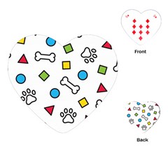 Dog Paw Seamless Pattern Footprint Bone Playing Cards Single Design (heart)