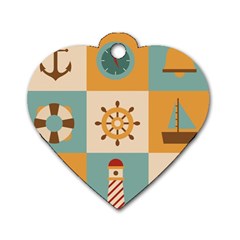 Nautical Elements Collection Dog Tag Heart (two Sides)