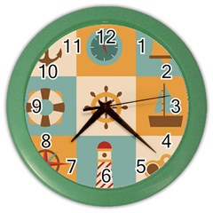 Nautical Elements Collection Color Wall Clock