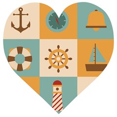 Nautical Elements Collection Wooden Puzzle Heart