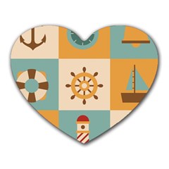 Nautical Elements Collection Heart Mousepad