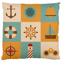 Nautical Elements Collection Large Premium Plush Fleece Cushion Case (two Sides) by Bangk1t