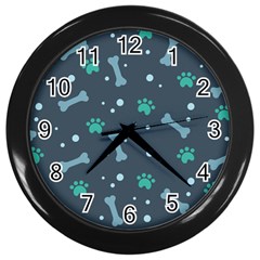 Bons Foot Prints Pattern Background Wall Clock (black)