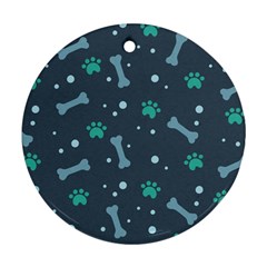 Bons Foot Prints Pattern Background Round Ornament (two Sides)