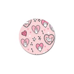 Cartoon Cute Valentines Day Doodle Heart Love Flower Seamless Pattern Vector Golf Ball Marker (10 Pack)