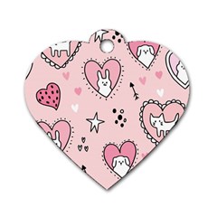 Cartoon Cute Valentines Day Doodle Heart Love Flower Seamless Pattern Vector Dog Tag Heart (two Sides) by Bangk1t