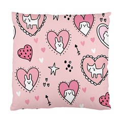 Cartoon Cute Valentines Day Doodle Heart Love Flower Seamless Pattern Vector Standard Cushion Case (one Side) by Bangk1t