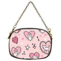 Cartoon Cute Valentines Day Doodle Heart Love Flower Seamless Pattern Vector Chain Purse (two Sides)