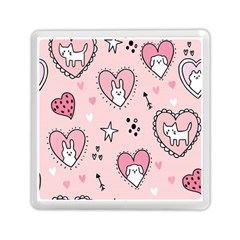 Cartoon Cute Valentines Day Doodle Heart Love Flower Seamless Pattern Vector Memory Card Reader (square) by Bangk1t