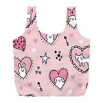 Cartoon Cute Valentines Day Doodle Heart Love Flower Seamless Pattern Vector Full Print Recycle Bag (L) Front