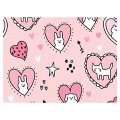 Cartoon Cute Valentines Day Doodle Heart Love Flower Seamless Pattern Vector Two Sides Premium Plush Fleece Blanket (extra Small) by Bangk1t