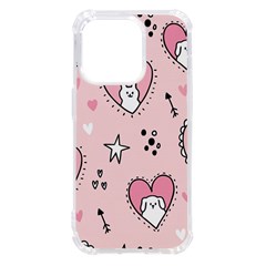 Cartoon Cute Valentines Day Doodle Heart Love Flower Seamless Pattern Vector Iphone 14 Pro Tpu Uv Print Case by Bangk1t