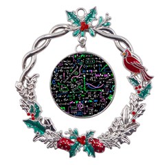 Math Linear Mathematics Education Circle Background Metal X mas Wreath Holly Leaf Ornament