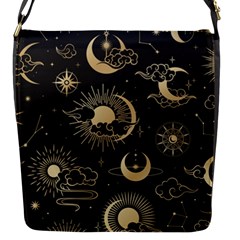 Asian Seamless Pattern With Clouds Moon Sun Stars Vector Collection Oriental Chinese Japanese Korean Flap Closure Messenger Bag (s) by Bangk1t