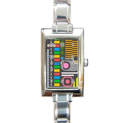 Pattern Geometric Abstract Colorful Arrows Lines Circles Triangles Rectangle Italian Charm Watch by Bangk1t