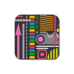 Pattern Geometric Abstract Colorful Arrows Lines Circles Triangles Rubber Coaster (square)