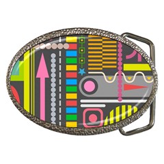 Pattern Geometric Abstract Colorful Arrows Lines Circles Triangles Belt Buckles by Bangk1t