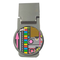 Pattern Geometric Abstract Colorful Arrows Lines Circles Triangles Money Clips (round) 