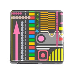 Pattern Geometric Abstract Colorful Arrows Lines Circles Triangles Memory Card Reader (square 5 Slot) by Bangk1t