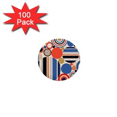 Geometric Abstract Pattern Colorful Flat Circles Decoration 1  Mini Buttons (100 Pack) 