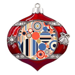 Geometric Abstract Pattern Colorful Flat Circles Decoration Metal Snowflake And Bell Red Ornament