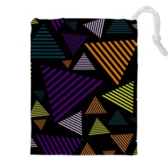 Abstract Pattern Design Various Striped Triangles Decoration Drawstring Pouch (5xl)