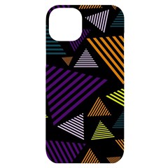 Abstract Pattern Design Various Striped Triangles Decoration Iphone 14 Plus Black Uv Print Case