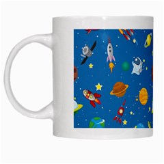 Space Rocket Solar System Pattern White Mug