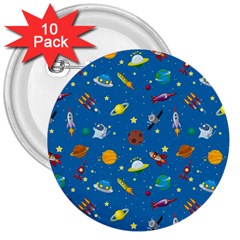 Space Rocket Solar System Pattern 3  Buttons (10 Pack) 