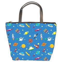 Space Rocket Solar System Pattern Bucket Bag by Bangk1t