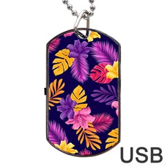 Tropical Pattern Dog Tag Usb Flash (two Sides)