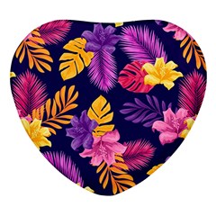 Tropical Pattern Heart Glass Fridge Magnet (4 Pack)