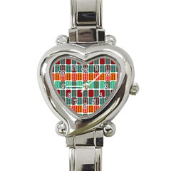 Bricks Abstract Seamless Pattern Heart Italian Charm Watch by Bangk1t